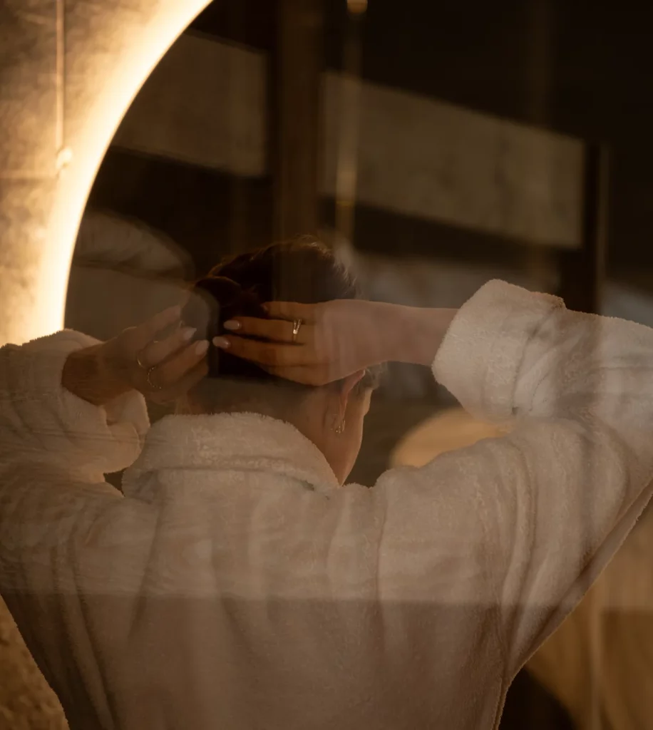 Guest in a bathrobe at The Spa