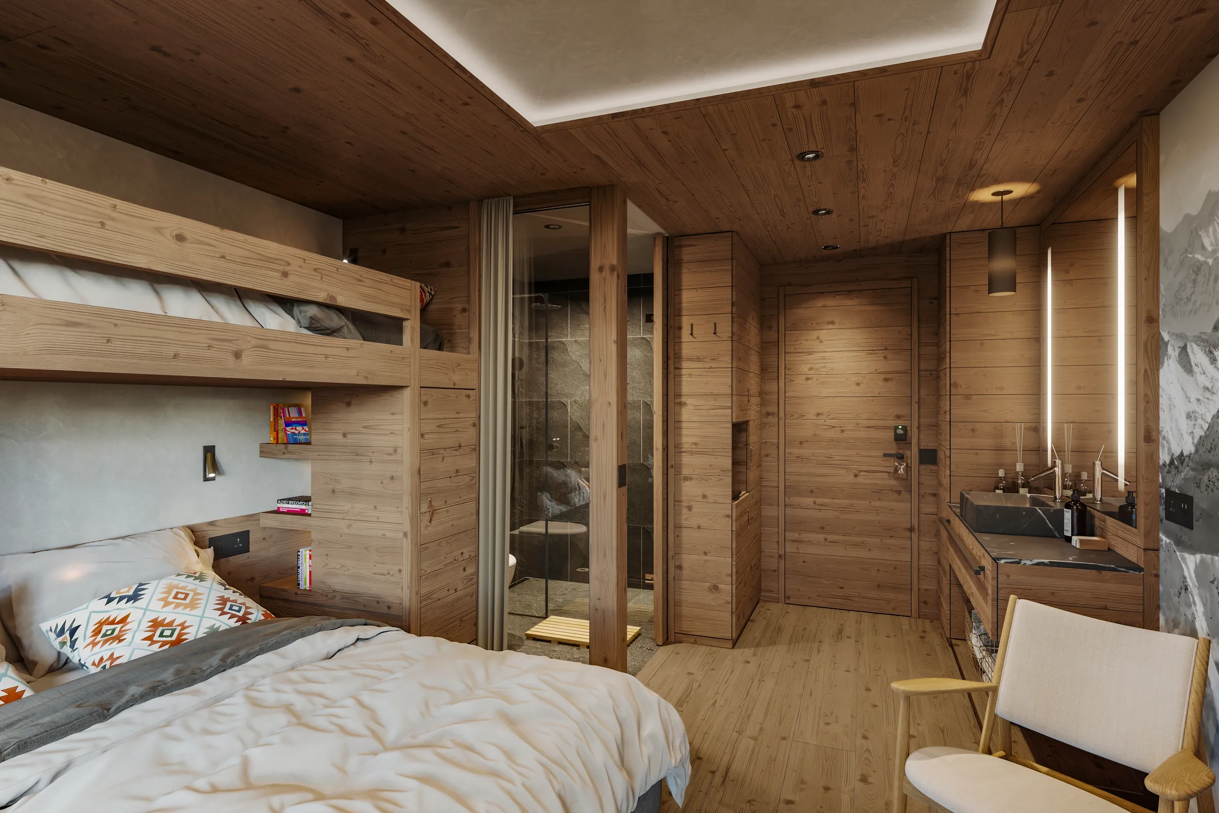 Entrance of the Cosy room with the bunk bed and the vanity