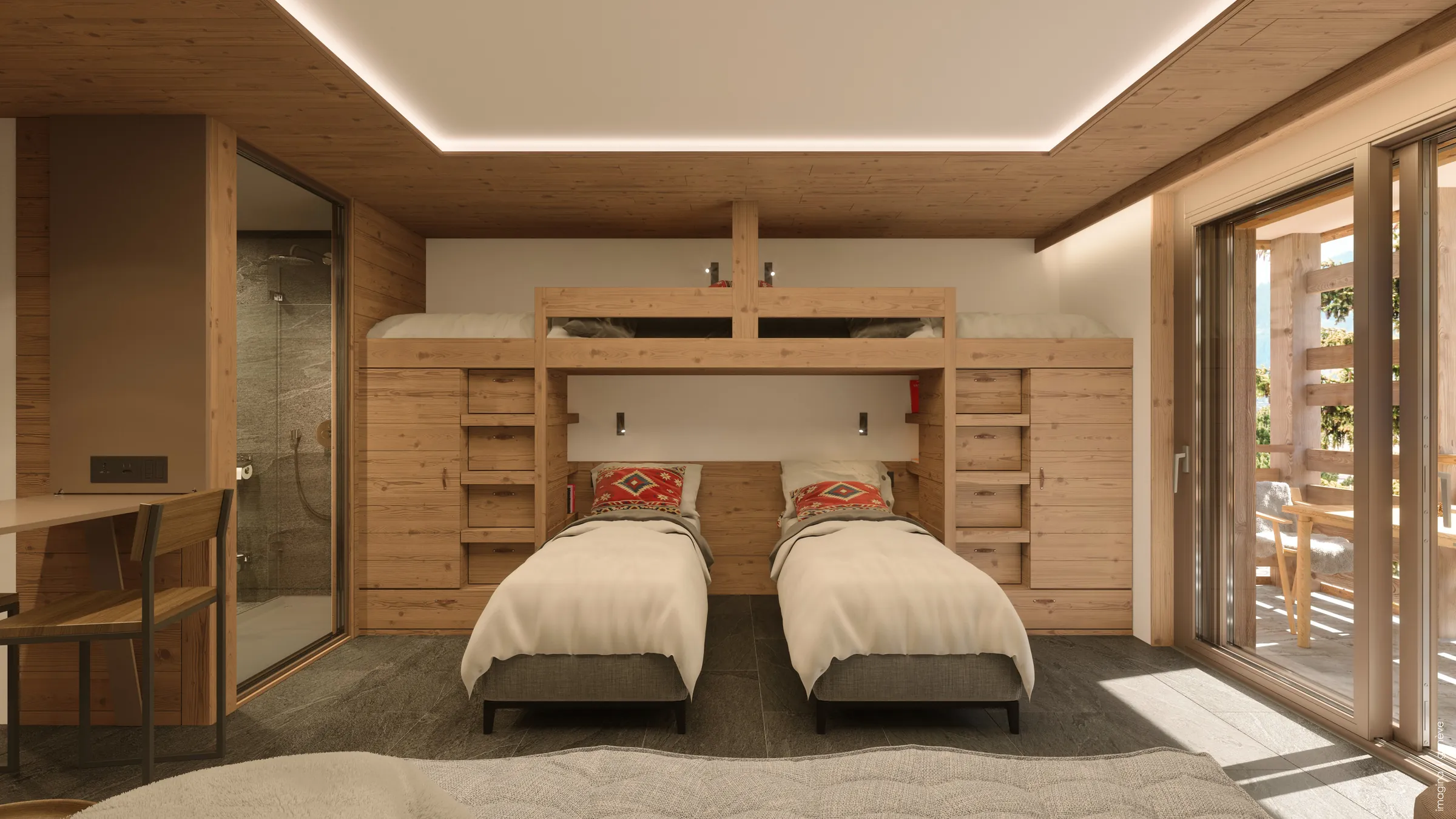Deluxe room set up with twin beds