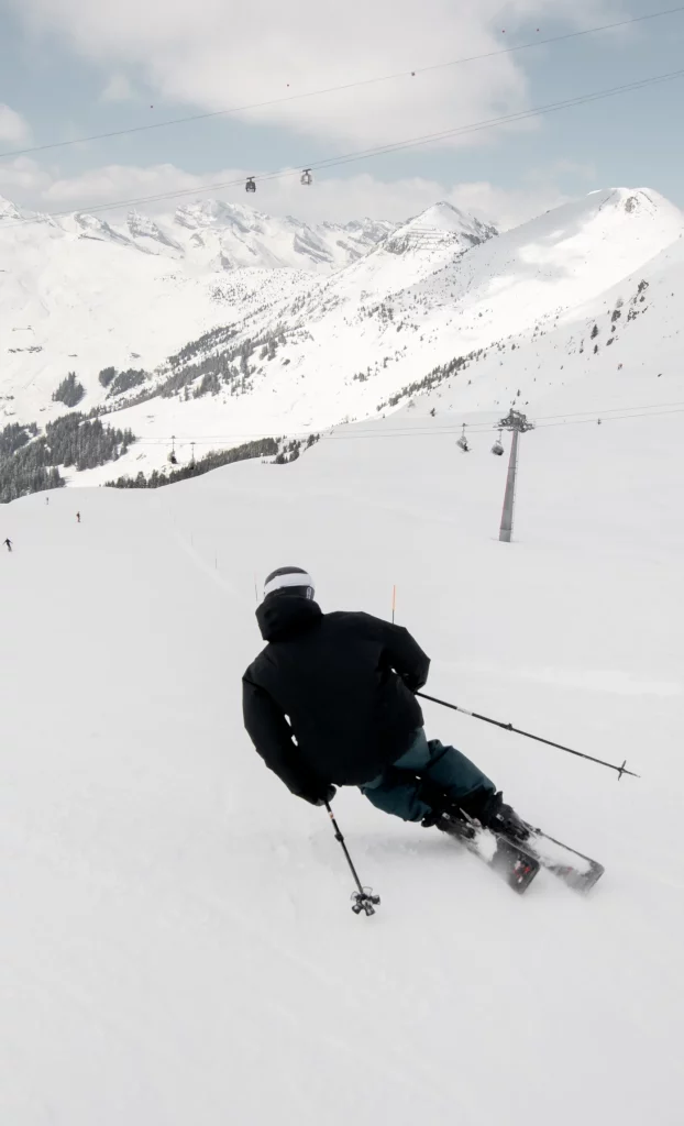 Skier on the slopes above Verbier